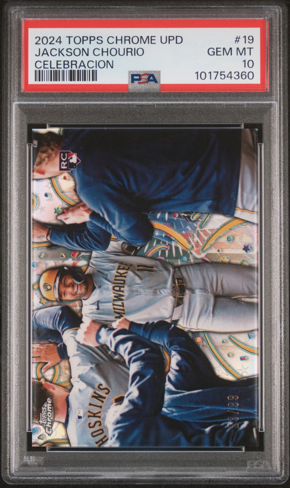 2024 TOPPS CHROME UPDATE CELEBRACION #19 JACKSON CHOURIO 23/99 PSA 10