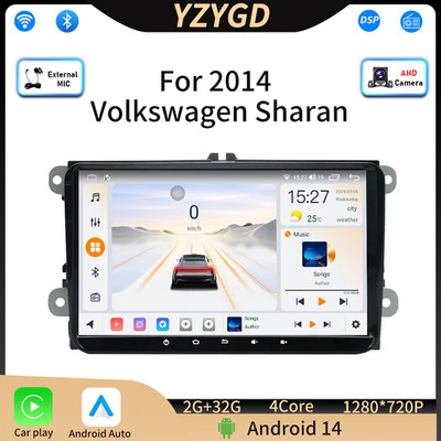For Volkswagen Sharan 2014 Android14 Car Stereo Radio Carplay GPS WIFI 2+32G 9  