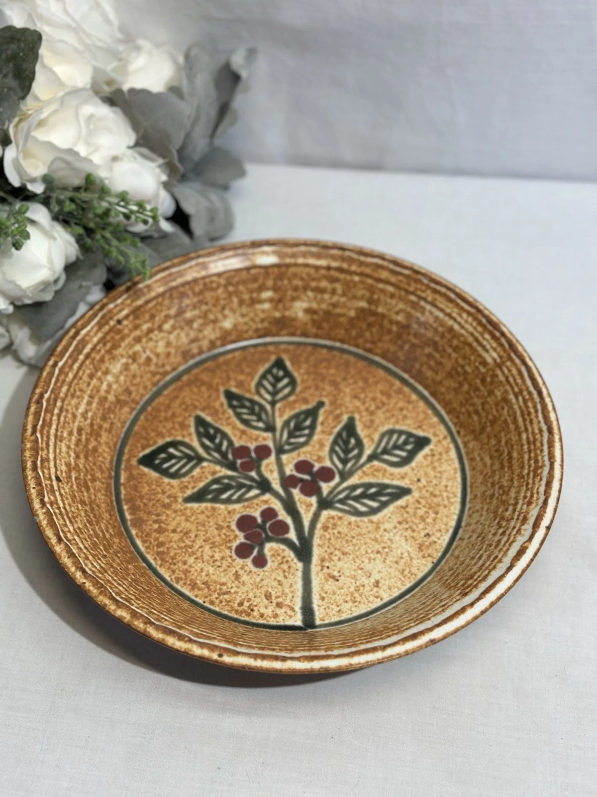Original Winthrop Byers Studio Pottery Quiche Pie Plate Dish Speckled Stoneware