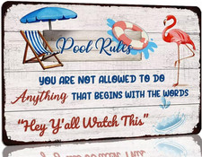 Funny Outdoor Pool Tin Sign Pool Rules Metal Signs Pool Decorations Home Swimmin
