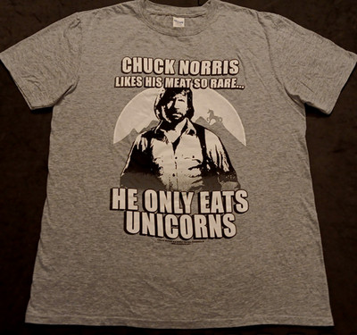 2017 Lg Chuck Norris Likes His Meat So Rare He Eats Unicorns Funny T Shirt