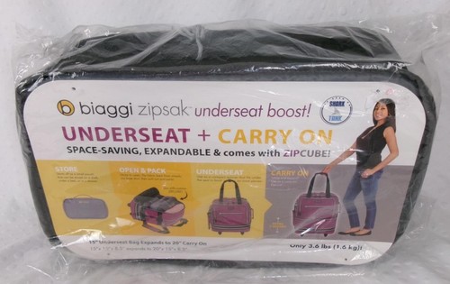 Biaggi Zipsak Boost Carry On Foldable UnderSeat Expandable Bag Wheels Black New