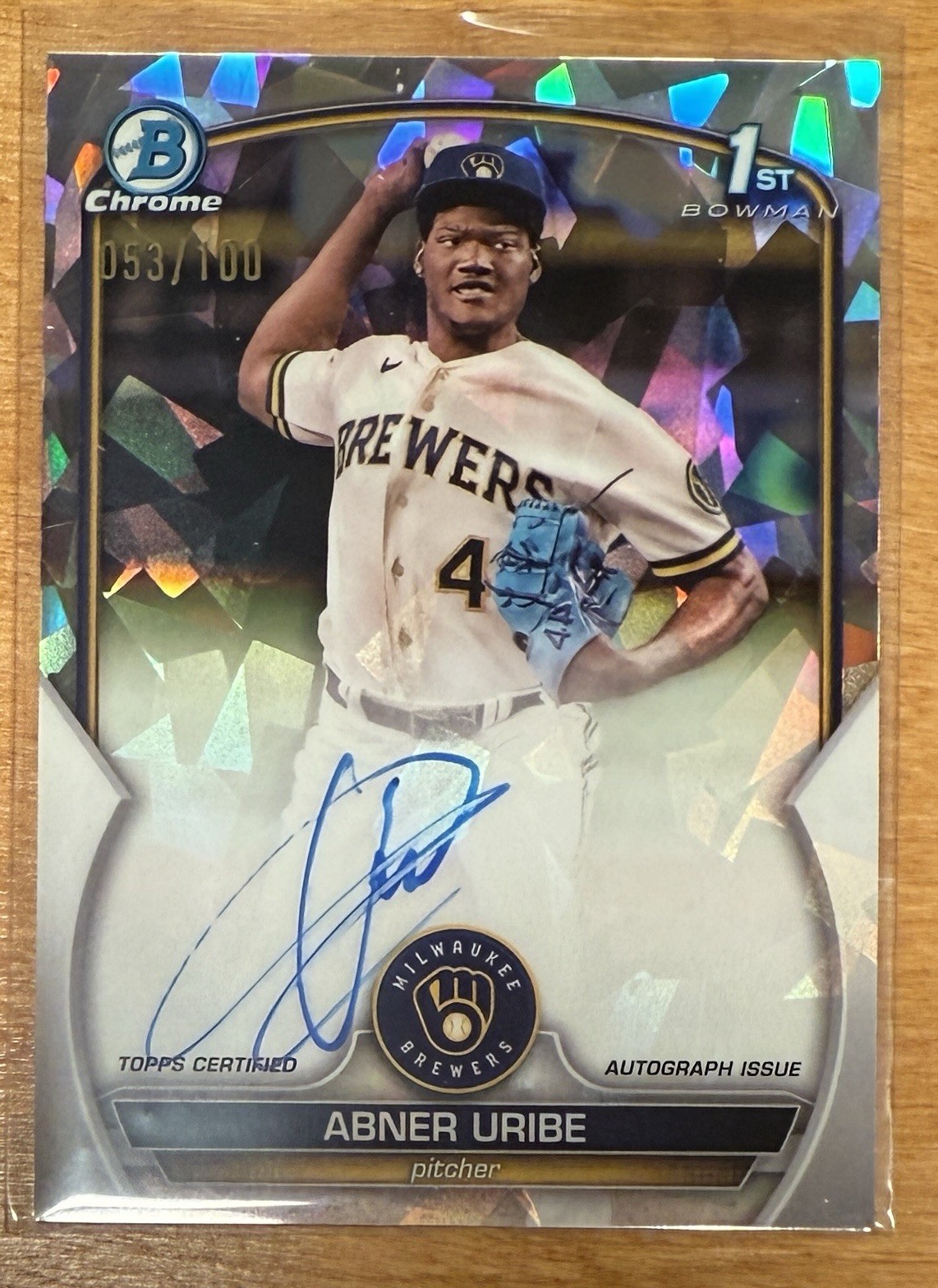 2023 Bowman Chrome Abner Uribe 1st Atomic Refractor Auto /100 #CPA-AU