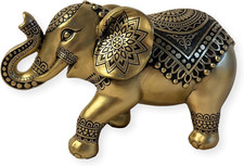 Exquisite Golden Elephant Statue - Luxurious Home Decor Ornament, 22cm