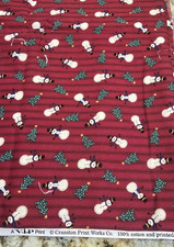 VIP Cranston Snowman Trees Red Fabric 2 1/2 Uncut Yards Holiday Quilt Sewing