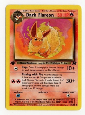 Dark Flareon Team Rocket First 1st Edition 35/82 Pokemon