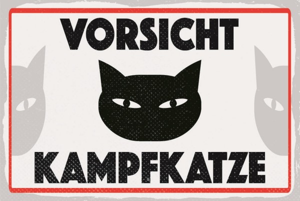 Blechschild 30X40 Cm Vorsicht Kampfkatze Schild Deko Geschenk Schild-image