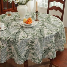 Round Waterproof Tablecloth Linen Textured Table Cloth,Stain and Wrinkle Resista