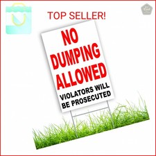 No Dumping Sign with Stake, 8x12 DS Coroplast No Littering Sign Outdoor for Yard