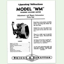 Briggs And Stratton Model Wm Engine Operating Repair Manual Owners Service Bs &