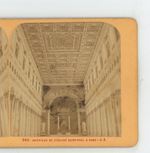 Interno D'Eglise San Paolo Roma Italia J.A. Stereoview - Foto 1 di 3