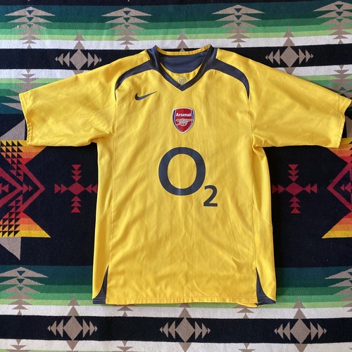 Nike 90 Arsenal FC 2005-2006 O2 Away Yellow Soccer Jersey Men's Size S |  eBay