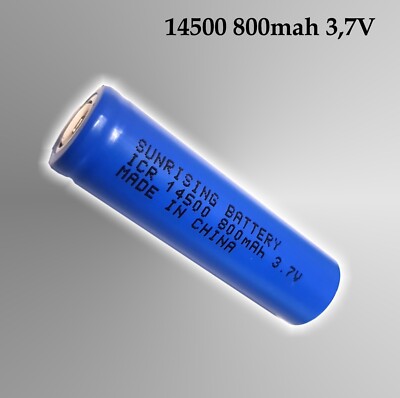 ICR 14500 800mAh 3,7V für SOLAR-Leuchten Akkus Batterie  Flat-Head Li-Ion