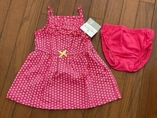 Carters Infant Girl Pink Dress with White Flowers and Diaper Cover 6 months New