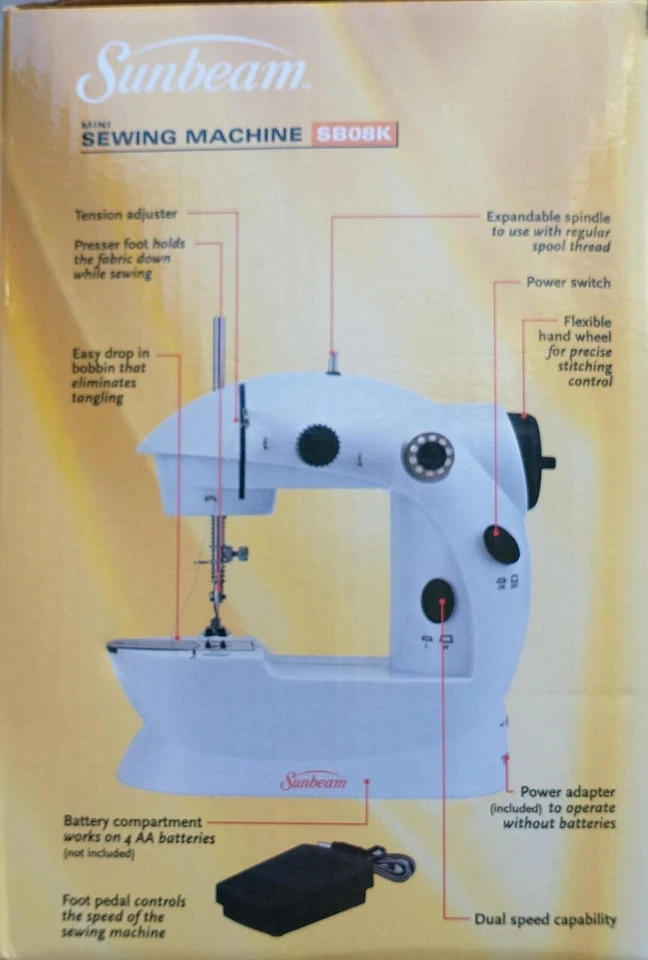 Sunbeam SBO8K Compact Mechanical Sewing Machine Battery Operated / AC Foot Pedal - Image 2 of 2