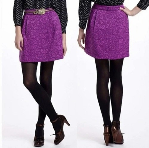 Anthropologie HD In Paris Purple Art To Wear Mini Skirt Women's Size 4