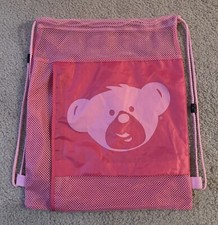 Build-A-Bear Drawstring Mesh Cinch Sack Bag Backpack Pink 18  X 15  