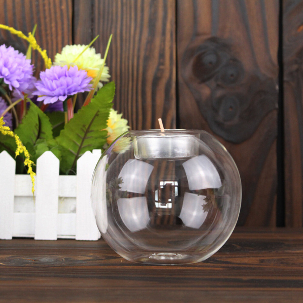 Set of 6 Glass Tea Candle Holders Round Tea Light Holder Wedding