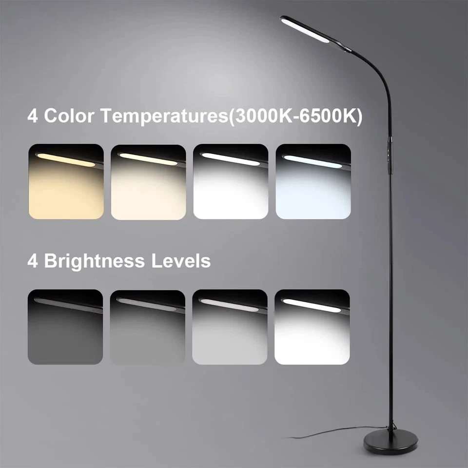 Mainstays Modern 71" LED Floor Lamp with 4 Brightness & 4 CCT Settings - Black - Image 2 of 4