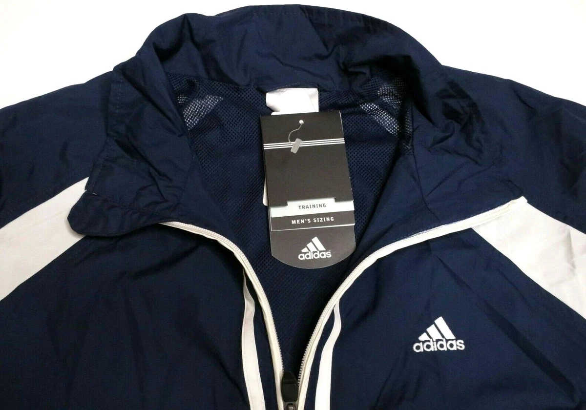 ADIDAS ClimaProof VINTAGE Windbreaker Jacket Blue White Stripes XL NEW | eBay