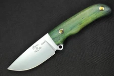 2017 Busse custom Elmax Lil Smokey .095" Satin Blade Full Green Maple Wood Handl