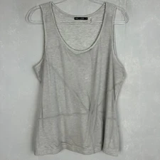Nic+Zoe size XL tulle layered tank gray linen silk scoop neck