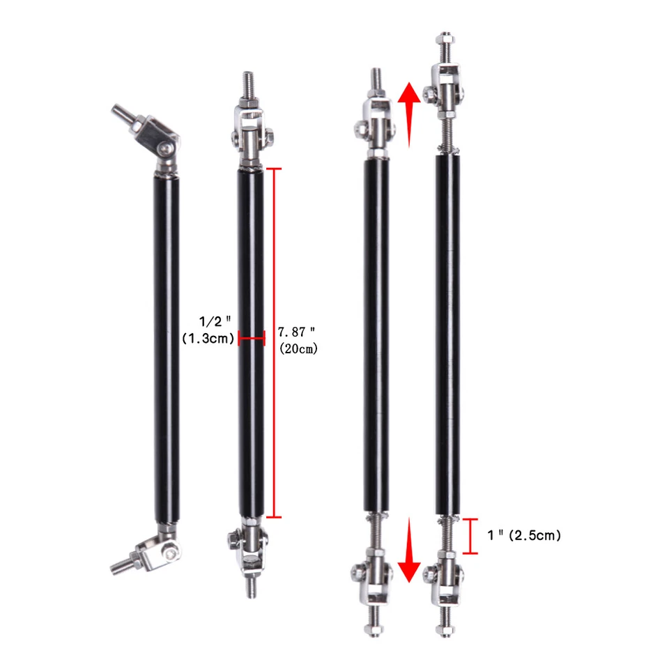 For Mazda Protege 323 Mazda3 Gloss Front Bumper Lip Splitter Spoiler Strut Rods - Image 4 of 4