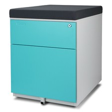 Aurora FC-S102BL Soho Design 2-Drawer Metal Seat Cushion File Cabinet Blue/Gray