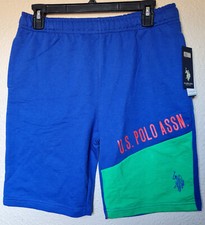 U.S. Polo Assn. Boys Contrast Splice Shorts Terry Size XXL 18 Blue BRAND NEW