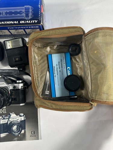 RARE Vtg Canon 35mm Camera 1984 Olympics W/ Multiple Lenses Flash Case Manual - Picture 7 of 14