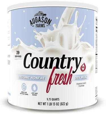 Augason Farms Country Fresh 100% Real Instant Nonfat Dry Milk #10 Can, Long Term