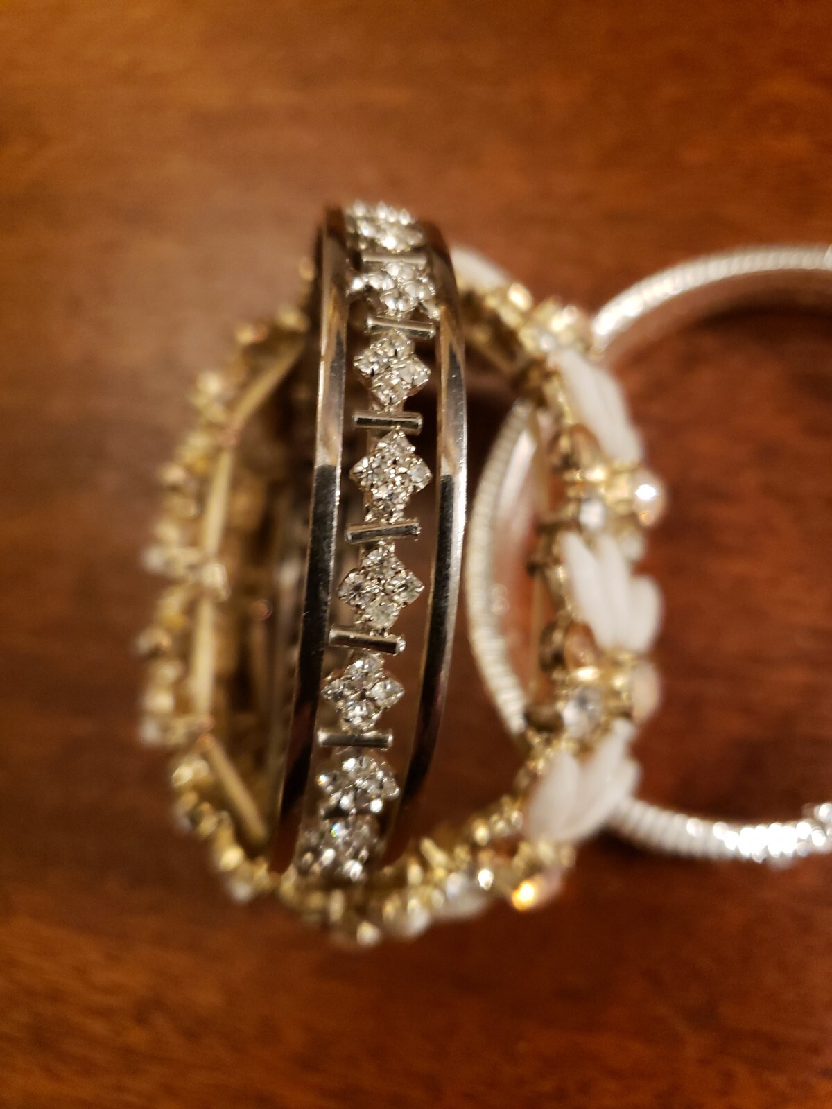 Bangle Bracelets 3  Rhinestone Tennis  Silver gold plate beautiful-image