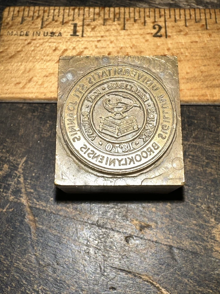 Print Block “ St. John’s University 1870 “ Brass Block. Nice Details - Image 2 of 4