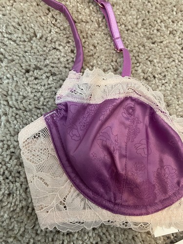 Free People Intimately Spring Fling Underwire Bra Lace Purple White NWT 32 C - Picture 4 of 9