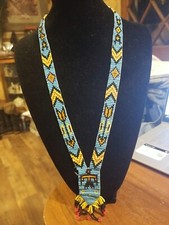 Indian Hand Beaded Necklace 16.5"