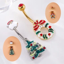 1PC 14G(1.6mm) Belly Button Rings ChristmasNavel Piercing Body Jewerly