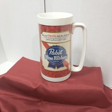 Pabst Blue Ribbon Beer Thermo-Serv Plastic Mug STEIN - Made In USA - 6.25" Tall