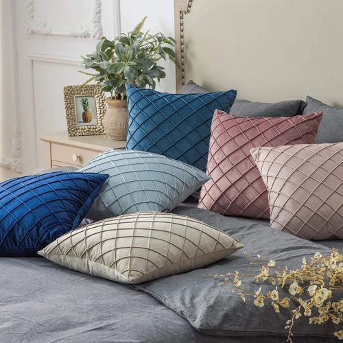 1PC 16" 18" 20" 22" 24" Velvet Checked Cushion Cover Pillow Case Home Sofa Decor - Picture 3 of 16