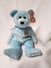 TY Beanie Baby Decade  Light Blue 10 Year Anniversary Bear  Birthday Jan 22 2003