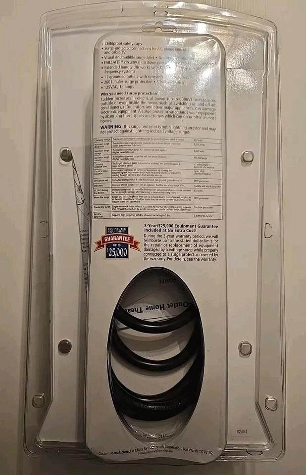 Radio Shack Surge Protector SINGLE OUTLET 61-2433 2601 Joules Home Entertainment - Image 2 of 2