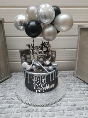 BALLON KUCHENAUFLEGER SILBER KONFETTI BRAUT GEBURTSTAG HOCHZEIT VERLOBT MINI-GIRLANDE