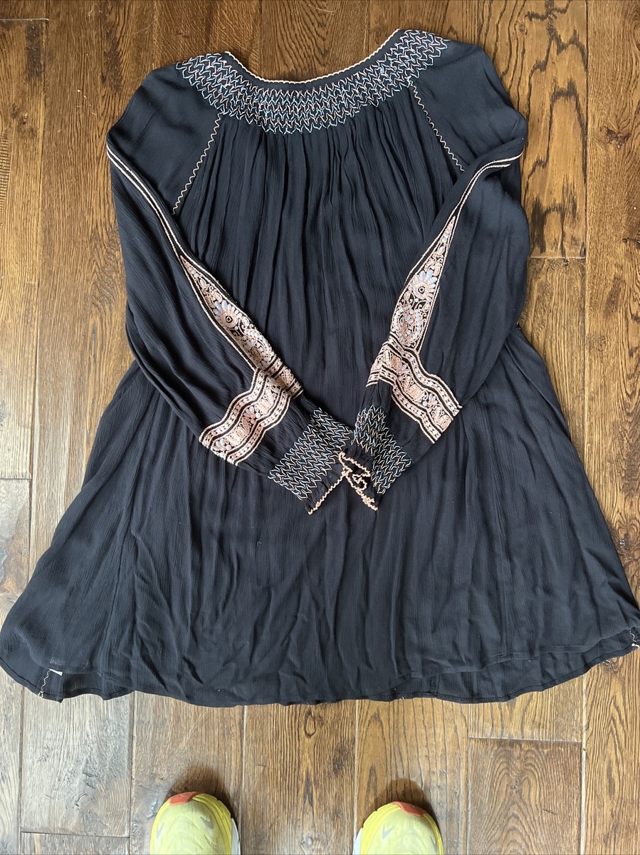 Free People Wind Willow Oversized Embroidered Mini Dress Size S | eBay