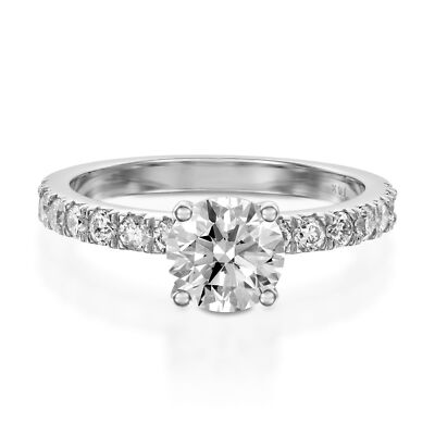 J-K/VS2 Round Cut Diamond Engagement Ring 1.55 CT 14K White Gold Classic