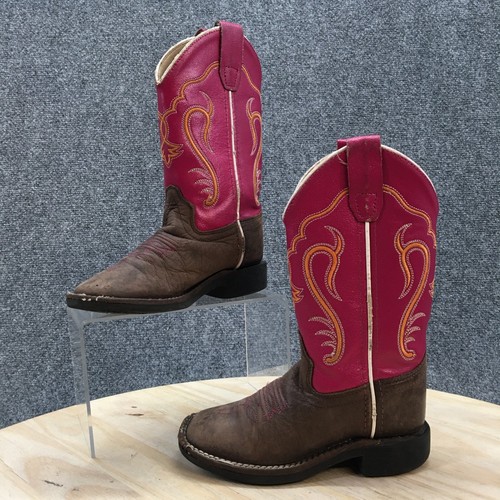 Old west Boots Youth Boys 10 D Two Tone Western country BBSC1851 Pink Brown - Picture 2 of 12