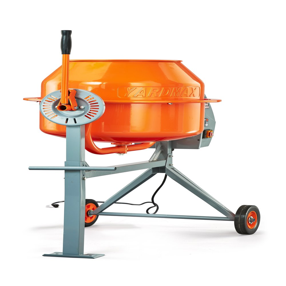 YARDMAX YM0115 Concrete Mixer 4.0 Cu Ft 2/3 HP Solid Steel Drums IP45