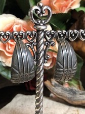 24. Vintage Taxco 925 Sterling Silver Half Hoop Post Earrings 1 1/4", 10.5, Mex