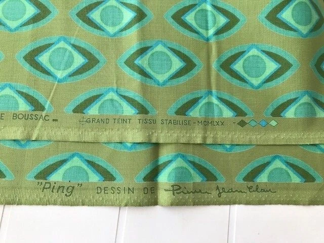 TISSU ROMANEX DE BOUSSAC "PING" 122x62cm TISSU AMEUBLEMENT VINTAGE ANNEES 60/70 - Photo 4/4