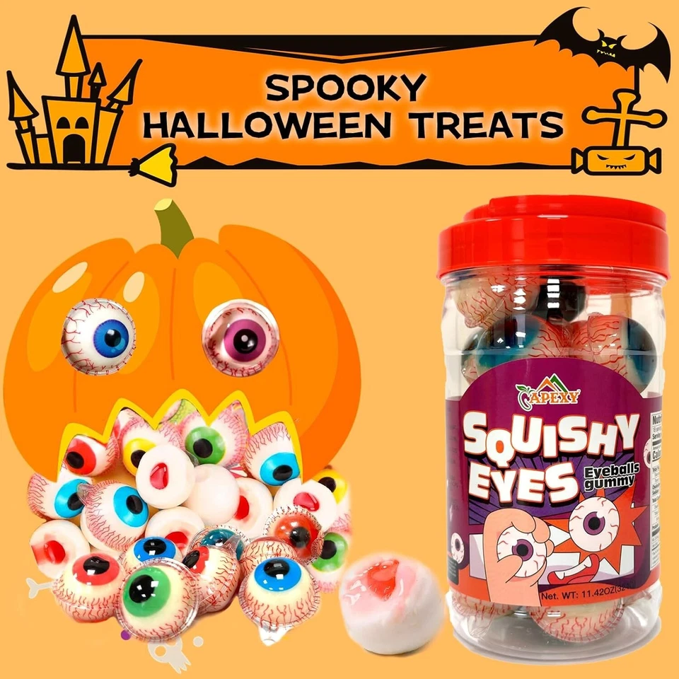 Caramelo gomoso Apexy Eyeball con centro líquido afrutado sin grasa perfecto para Halloween Foto 4 de 4