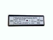 Telephone surge protector TSP-101-DIN, in line arrestor installation, LED light