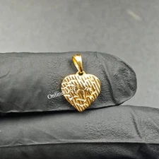 Solid Real 10k Yellow Gold Unique Style Nugget Heart Pendant For Your Boyfriend